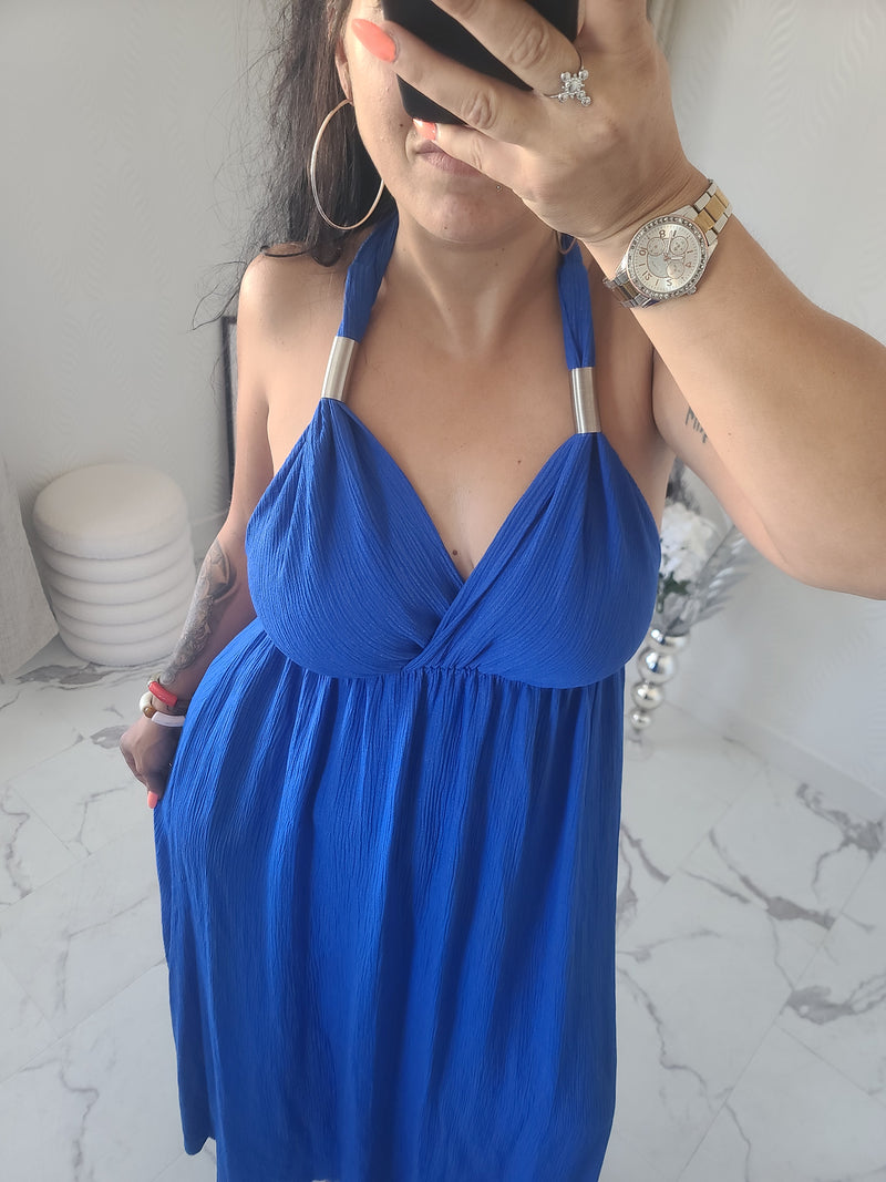 Robe dos nu INDILA2 bleu roi