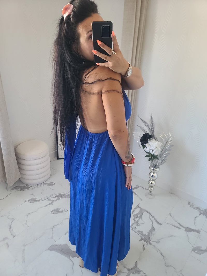 Robe dos nu INDILA2 bleu roi