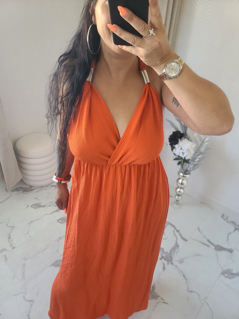 Robe dos nu INDILA2 orange