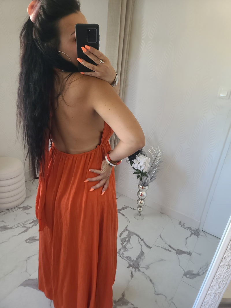 Robe dos nu INDILA2 orange