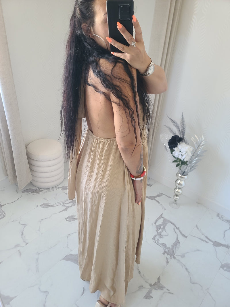Robe dos nu INDILA2 taupe