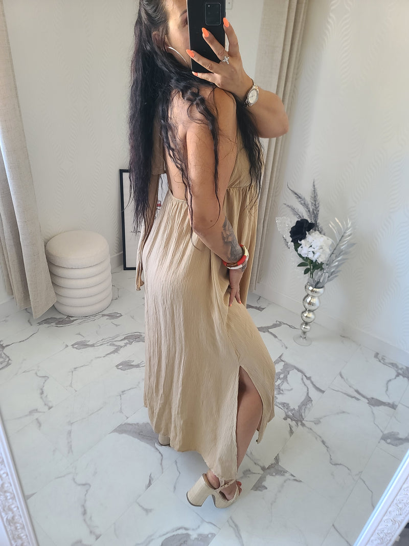 Robe dos nu INDILA2 taupe