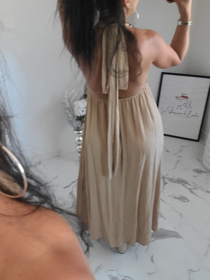 Robe dos nu INDILA2 taupe