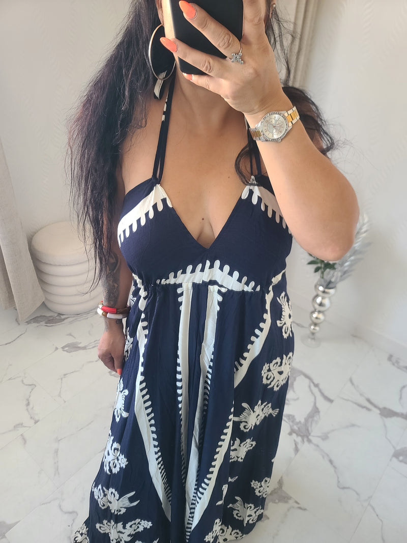 Robe dos nu MELLY marine