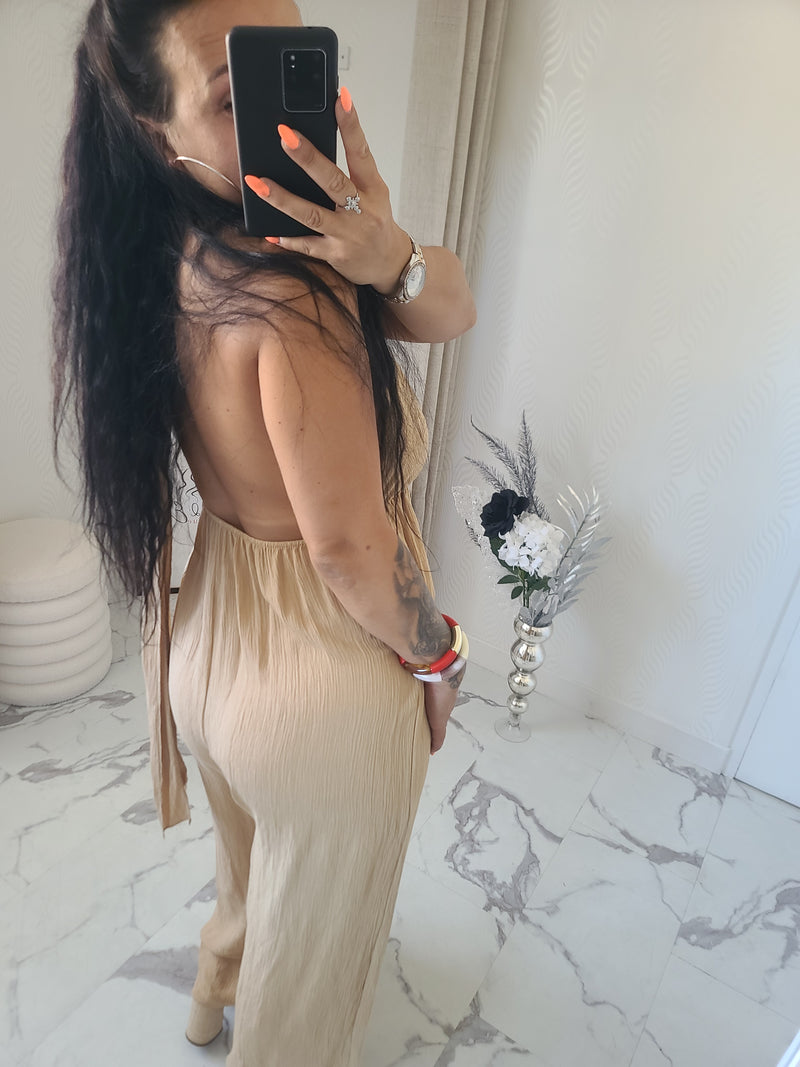 Combinaison dos nu LEYA taupe