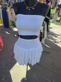 Ensemble bandeau + jupe-short LEO blanc