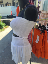 Ensemble bandeau + jupe-short LEO blanc