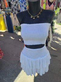 Ensemble bandeau + jupe-short LEO blanc