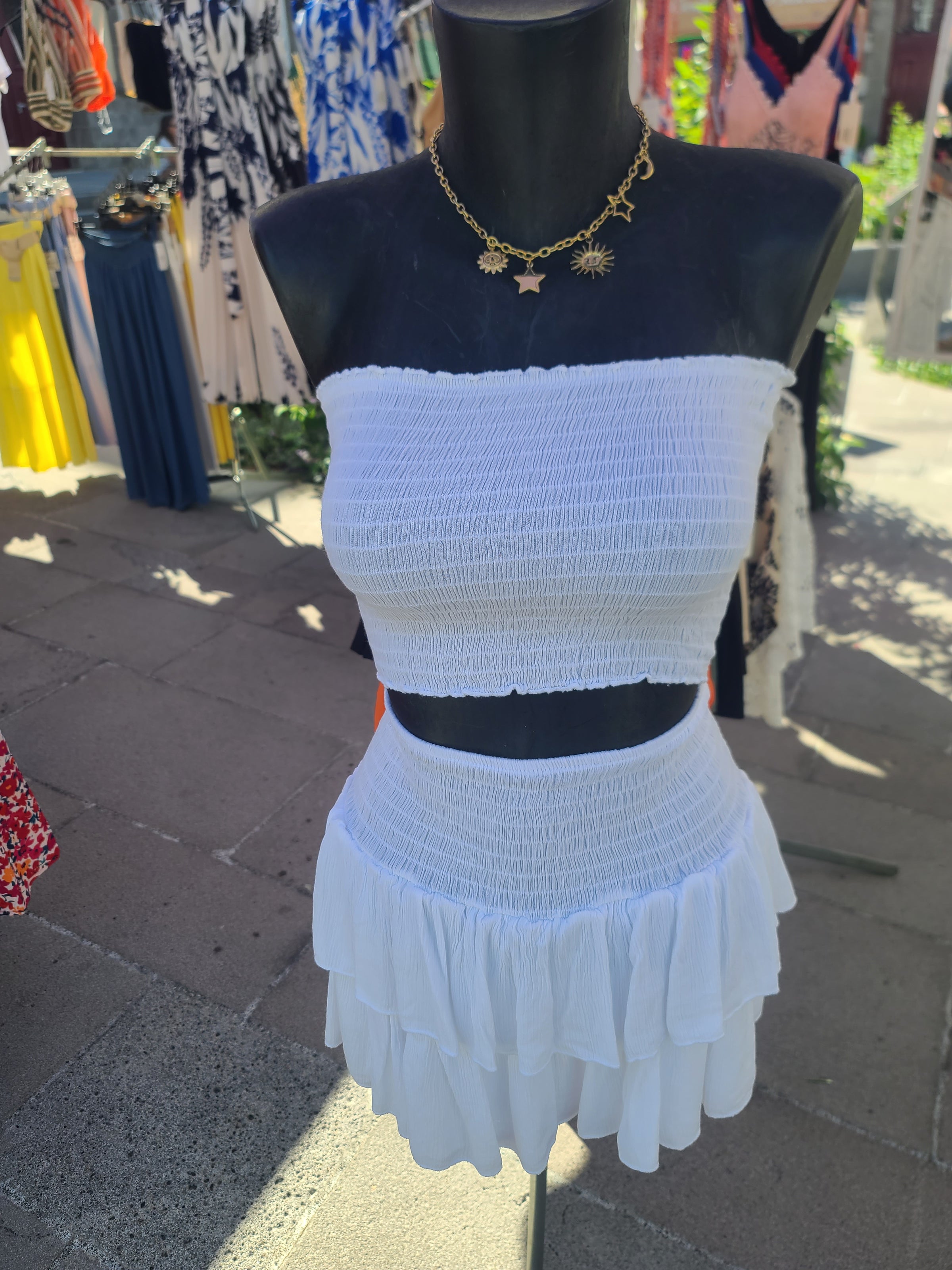 Ensemble bandeau + jupe-short LEO blanc