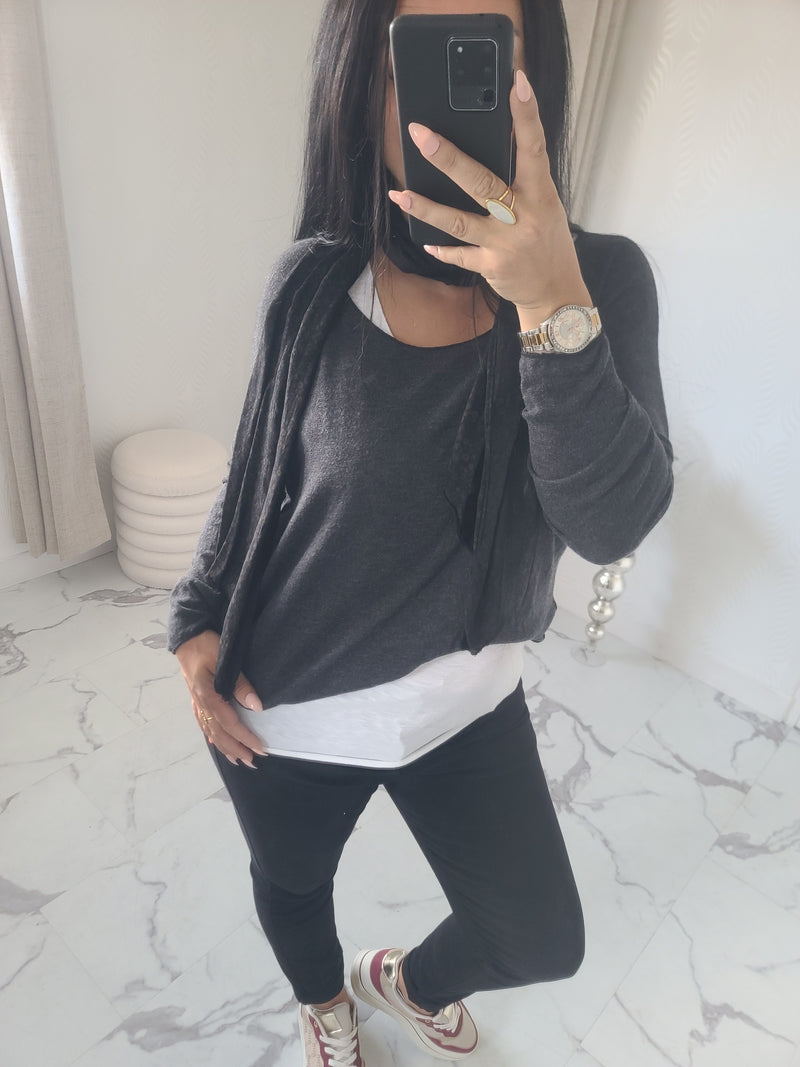 Pull 3 pièces AMAEL anthracite