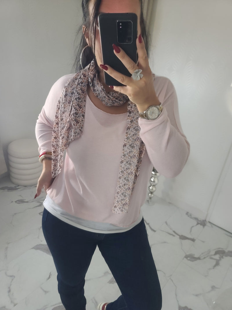 Pull 3 pièces AMAEL blush