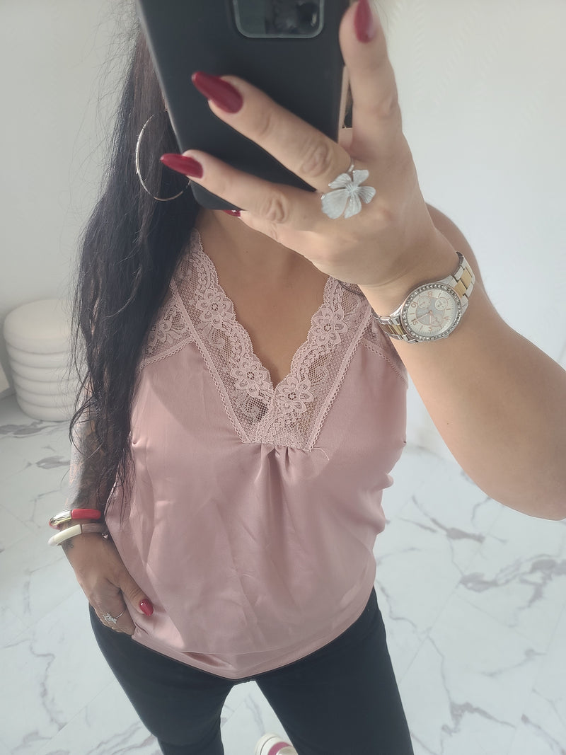 Débardeur dentelle LISE rose