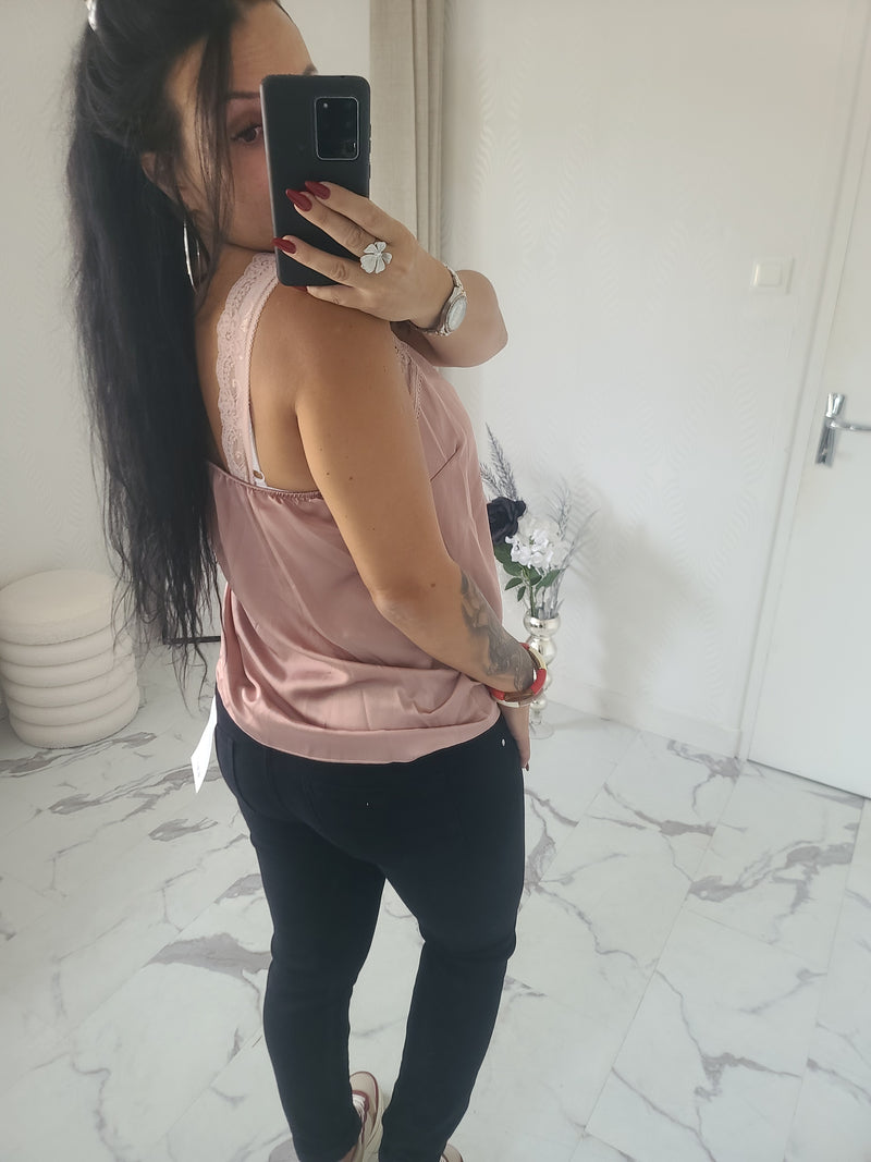 Débardeur dentelle LISE rose