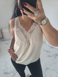 Débardeurs en dentelle LISE beige