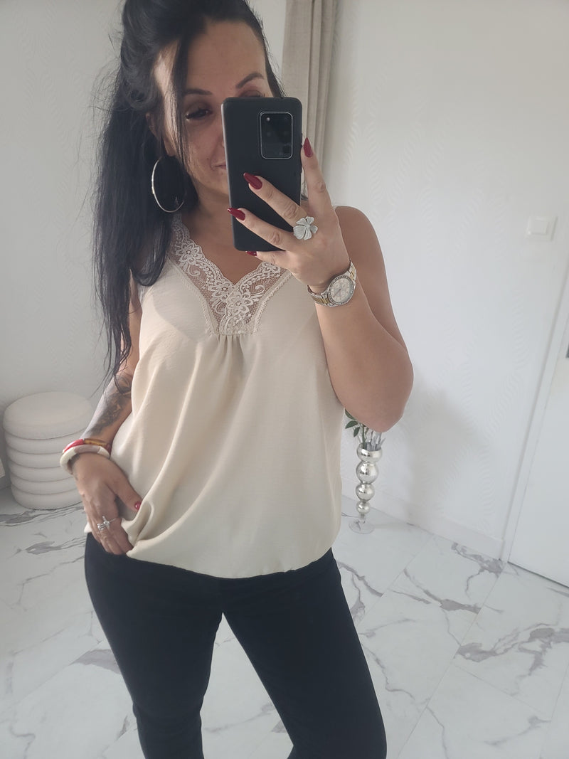 Débardeurs en dentelle LISE beige