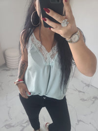 Débardeur en dentelle LISE vert d'eau