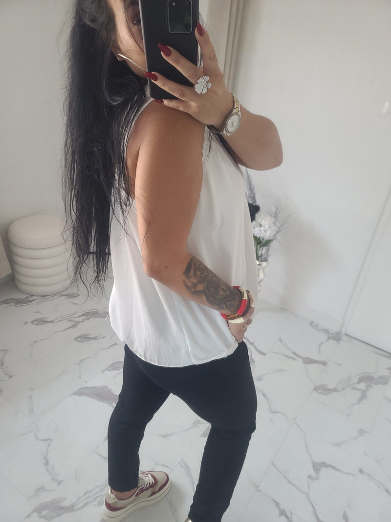 Débardeur en dentelle LISE blanc