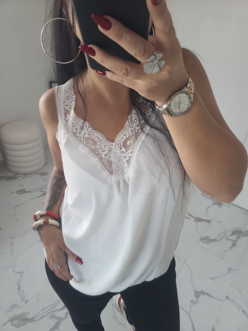 Débardeur en dentelle LISE blanc