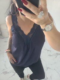 Débardeurs en dentelle LISE marine