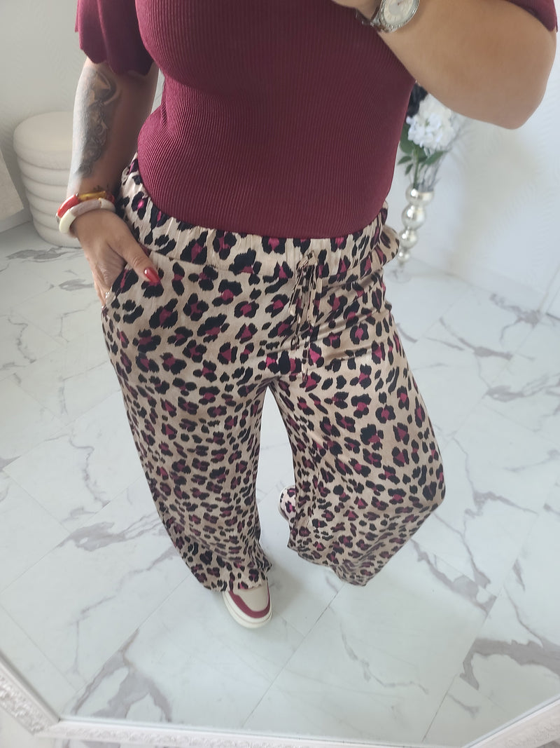 Pantalon LEOPARD bordeaux