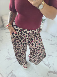 Pantalon LEOPARD bordeaux