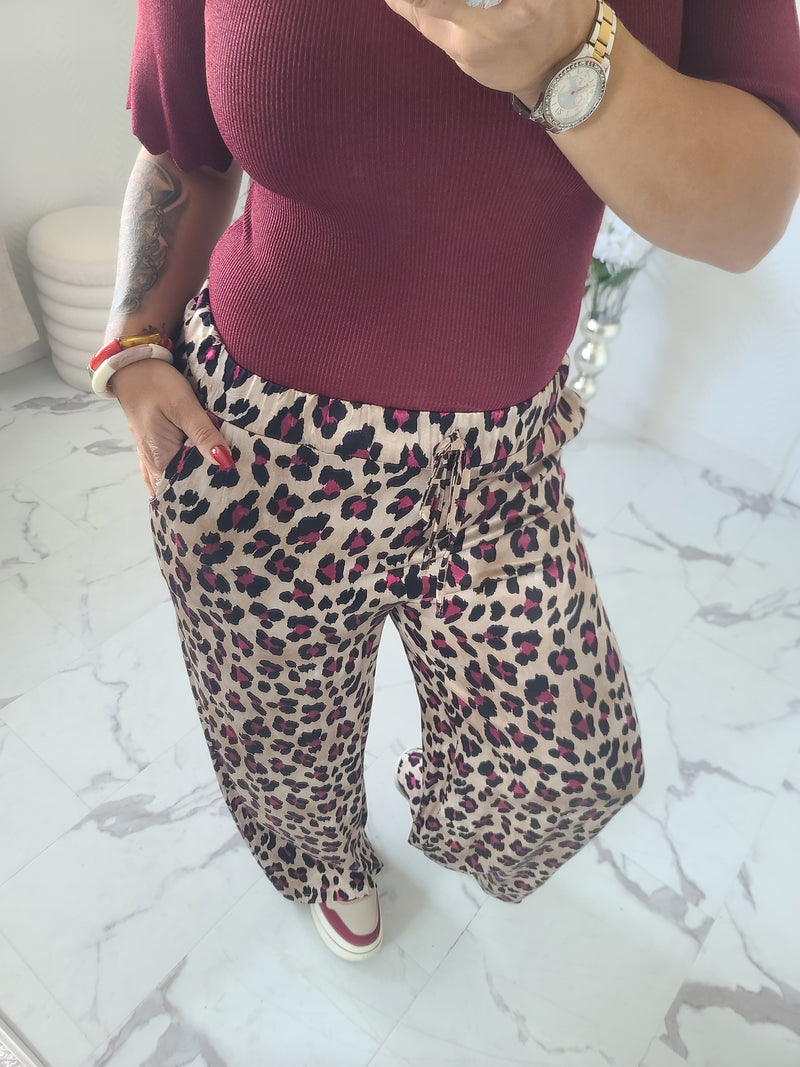 Pantalon LEOPARD bordeaux
