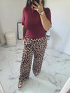 Pantalon LEOPARD bordeaux