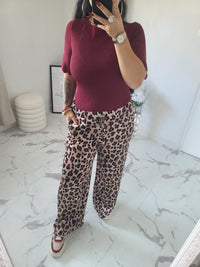 Pantalon LEOPARD bordeaux