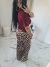 Pantalon LEOPARD bordeaux