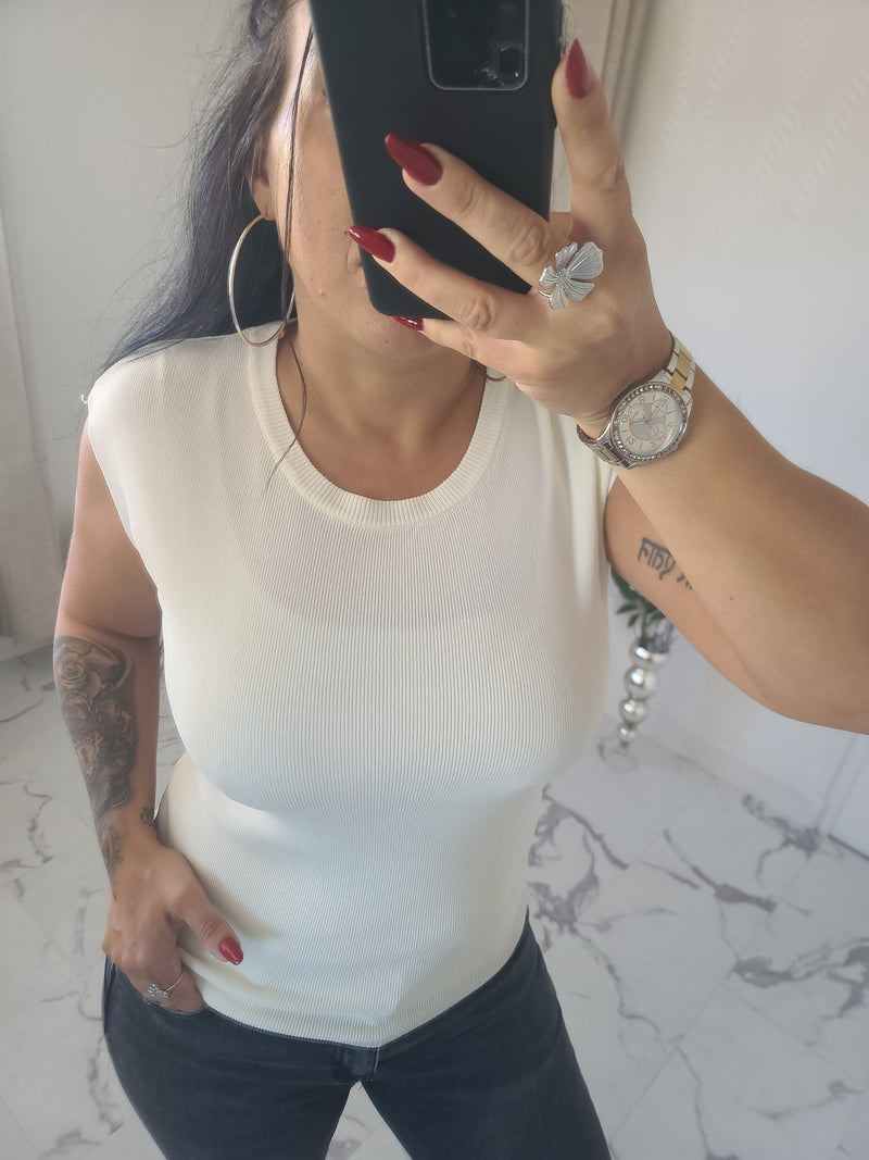 Pull léger sans manches VICTOR blanc