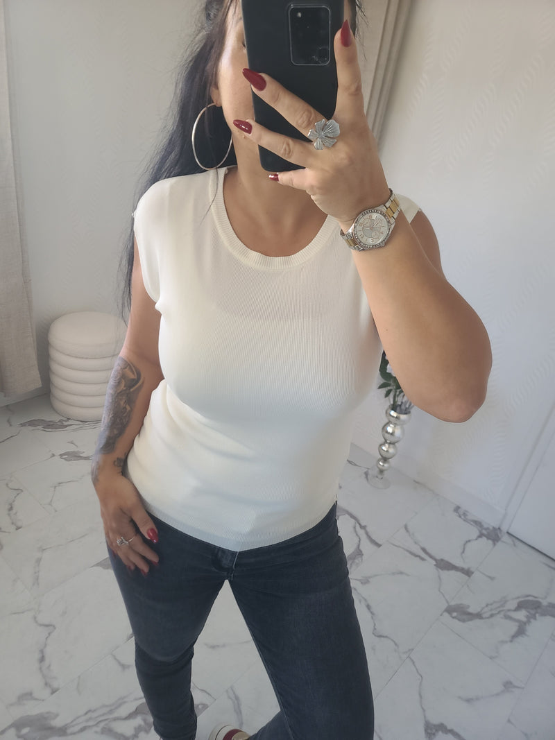 Pull léger sans manches VICTOR blanc