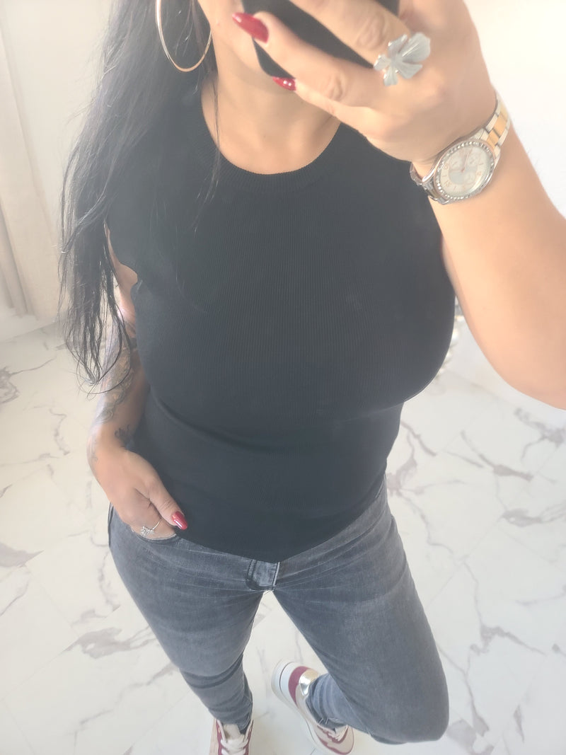 Pull léger sans manches VICTOR noir