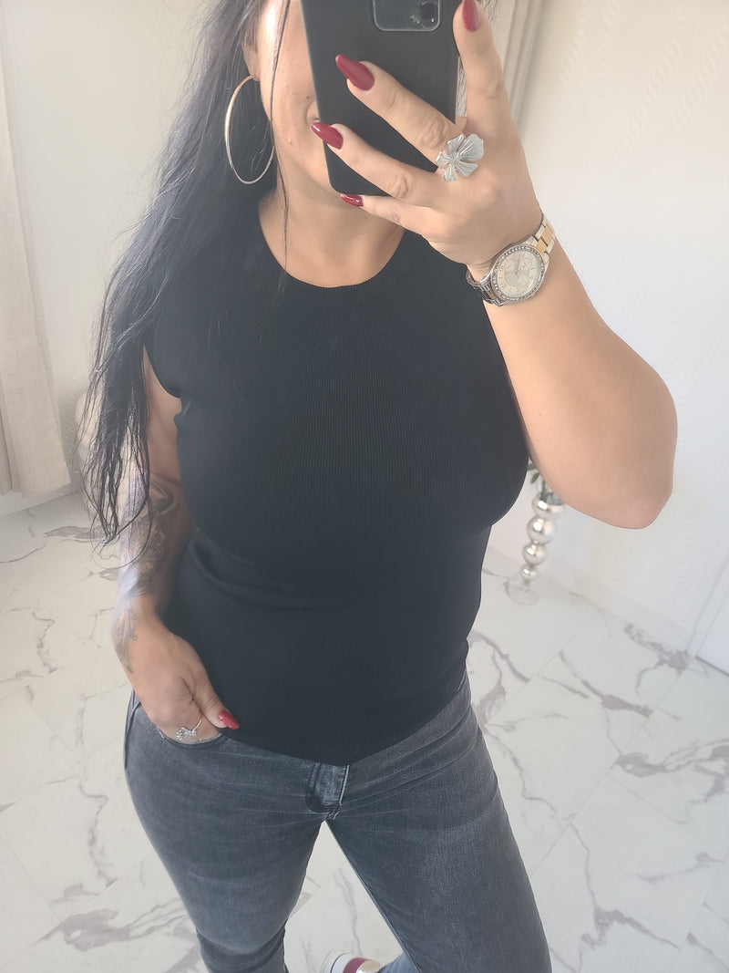 Pull léger sans manches VICTOR noir