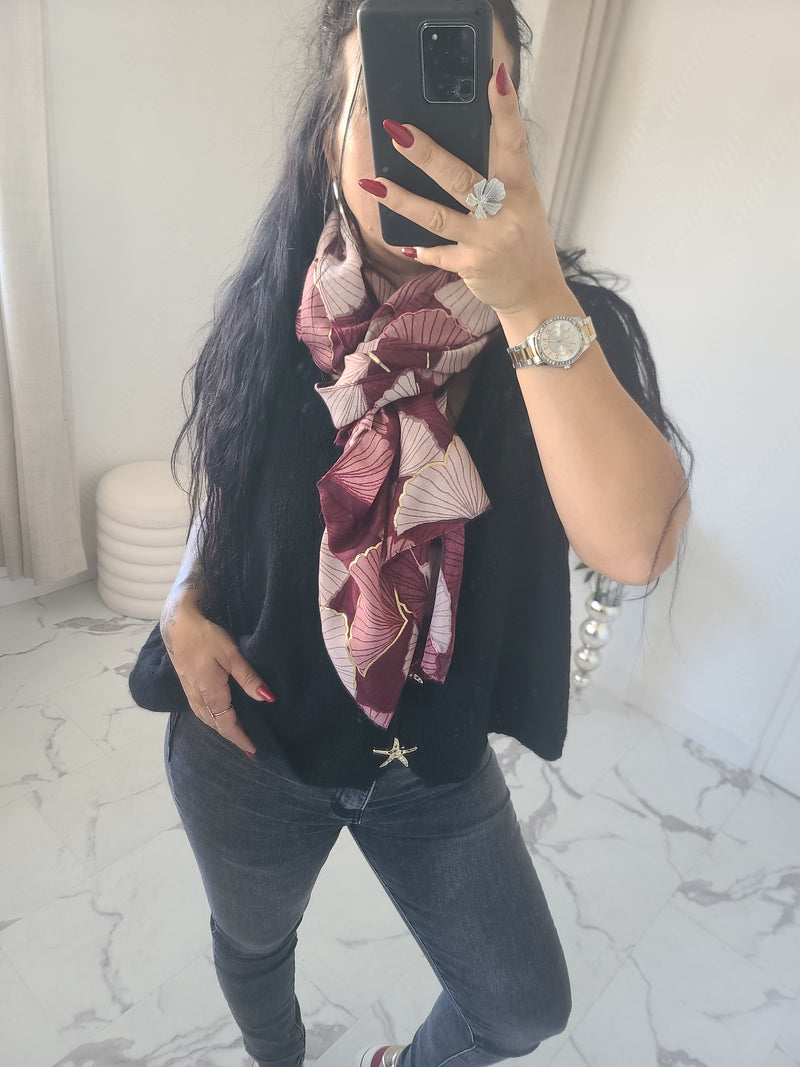 Foulard FLORAL bordeaux