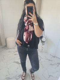 Foulard FLORAL bordeaux