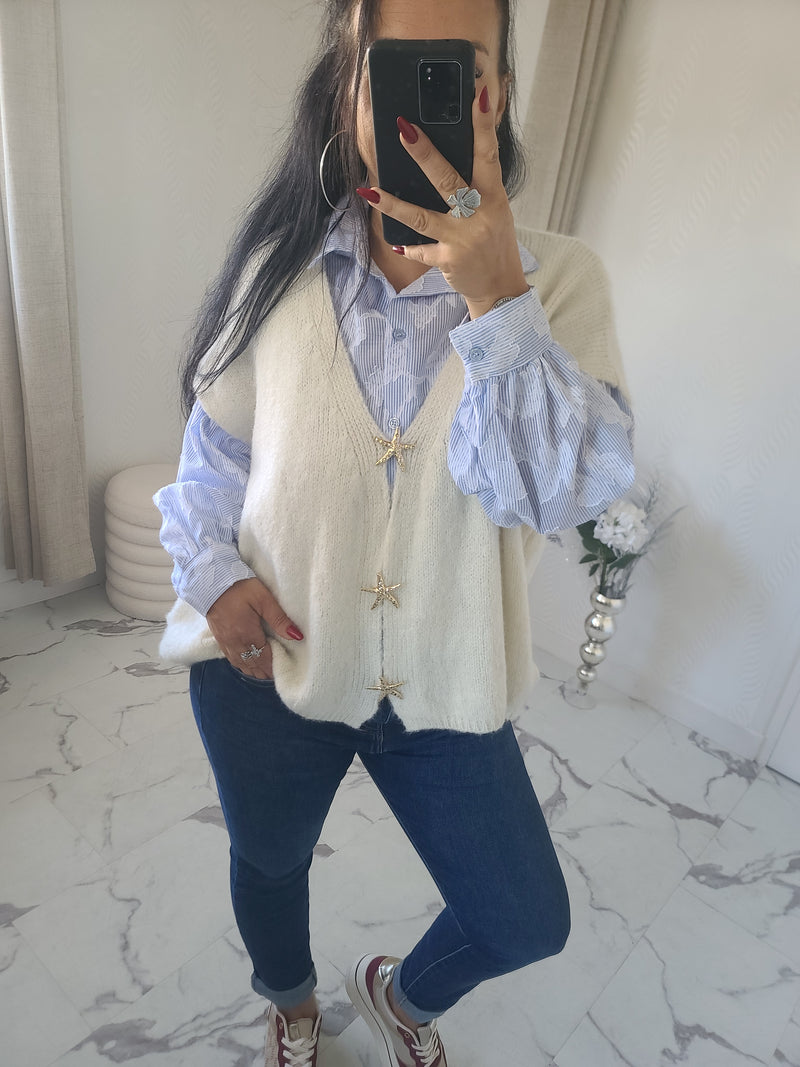 Gilet CALVIN  écru en alpaga