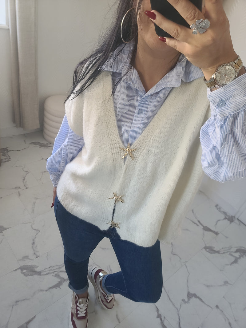 Gilet CALVIN  écru en alpaga