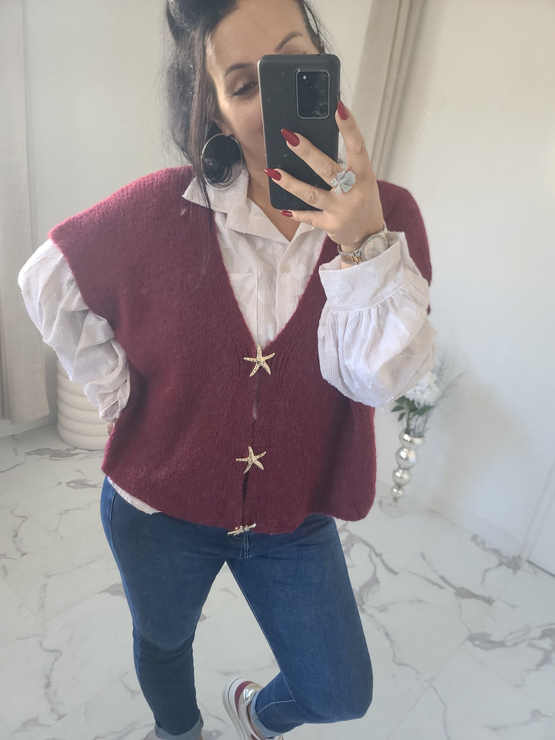 Gilet CALVIN bordeaux en alpaga