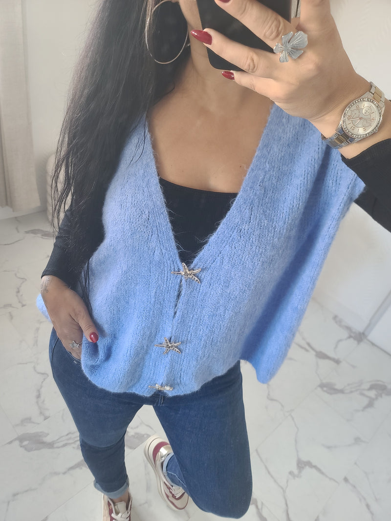 Gilet CALVIN bleu en alpaga