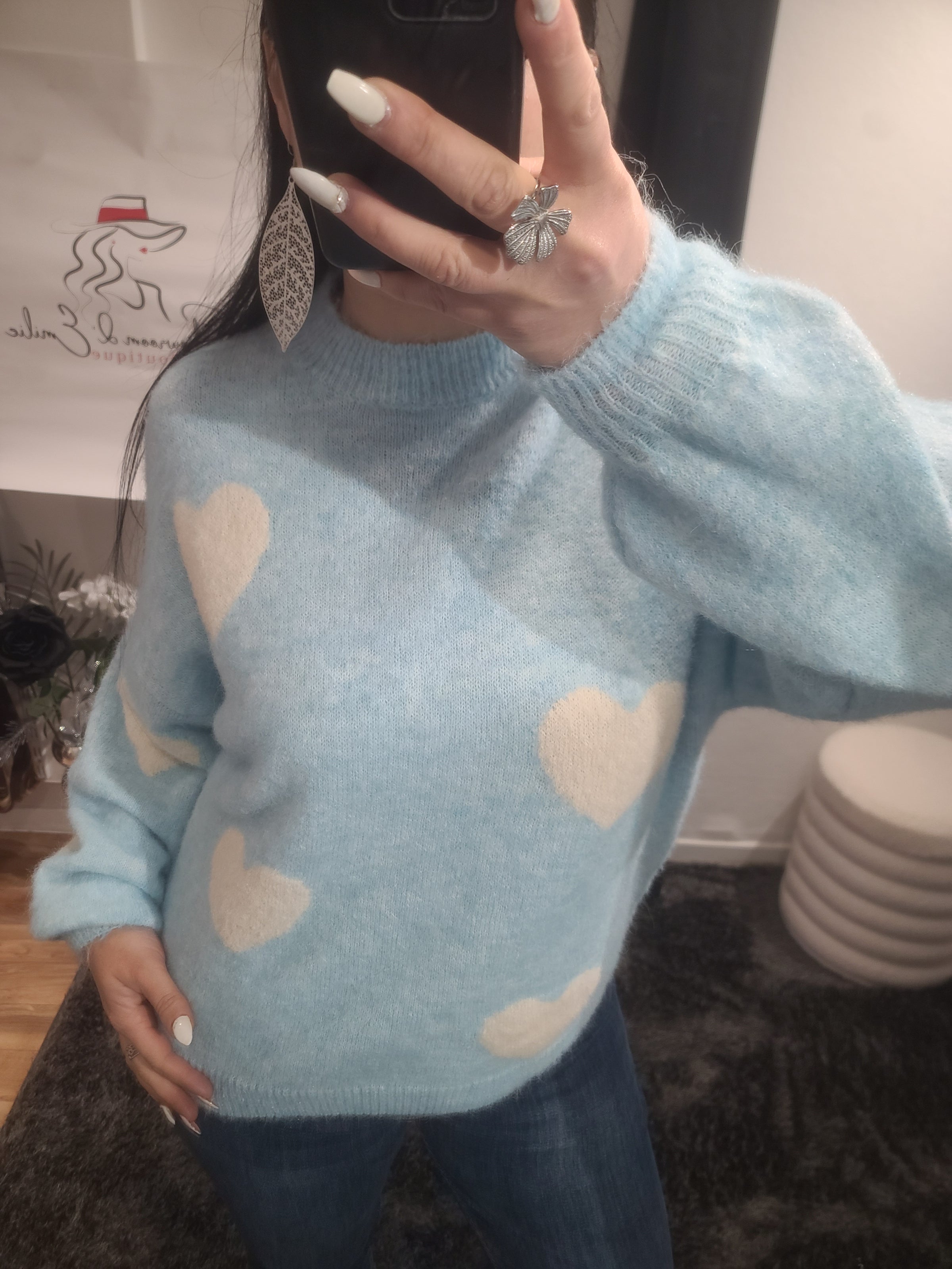 Pull LOVE bleu ciel
