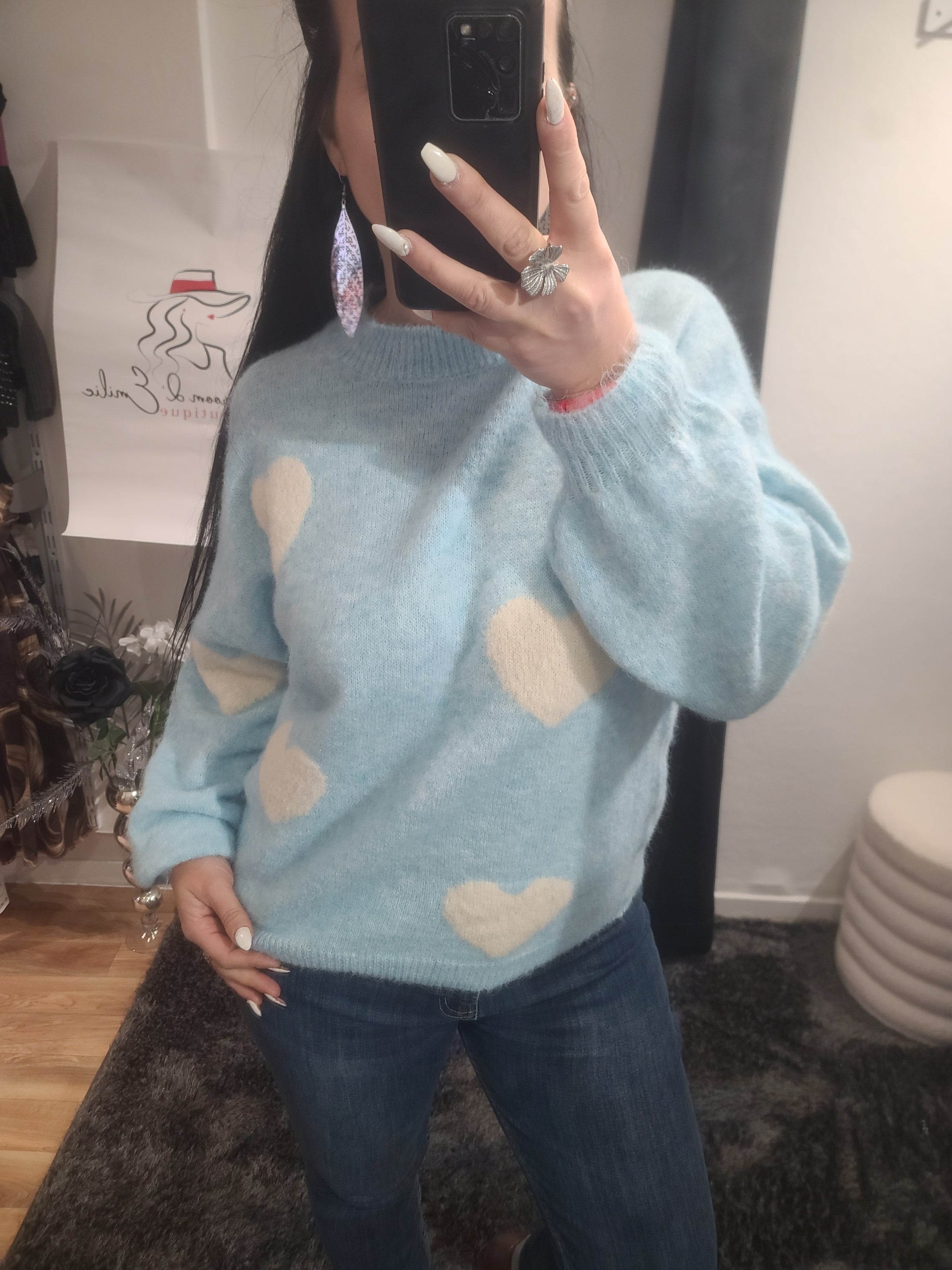 Pull LOVE bleu ciel