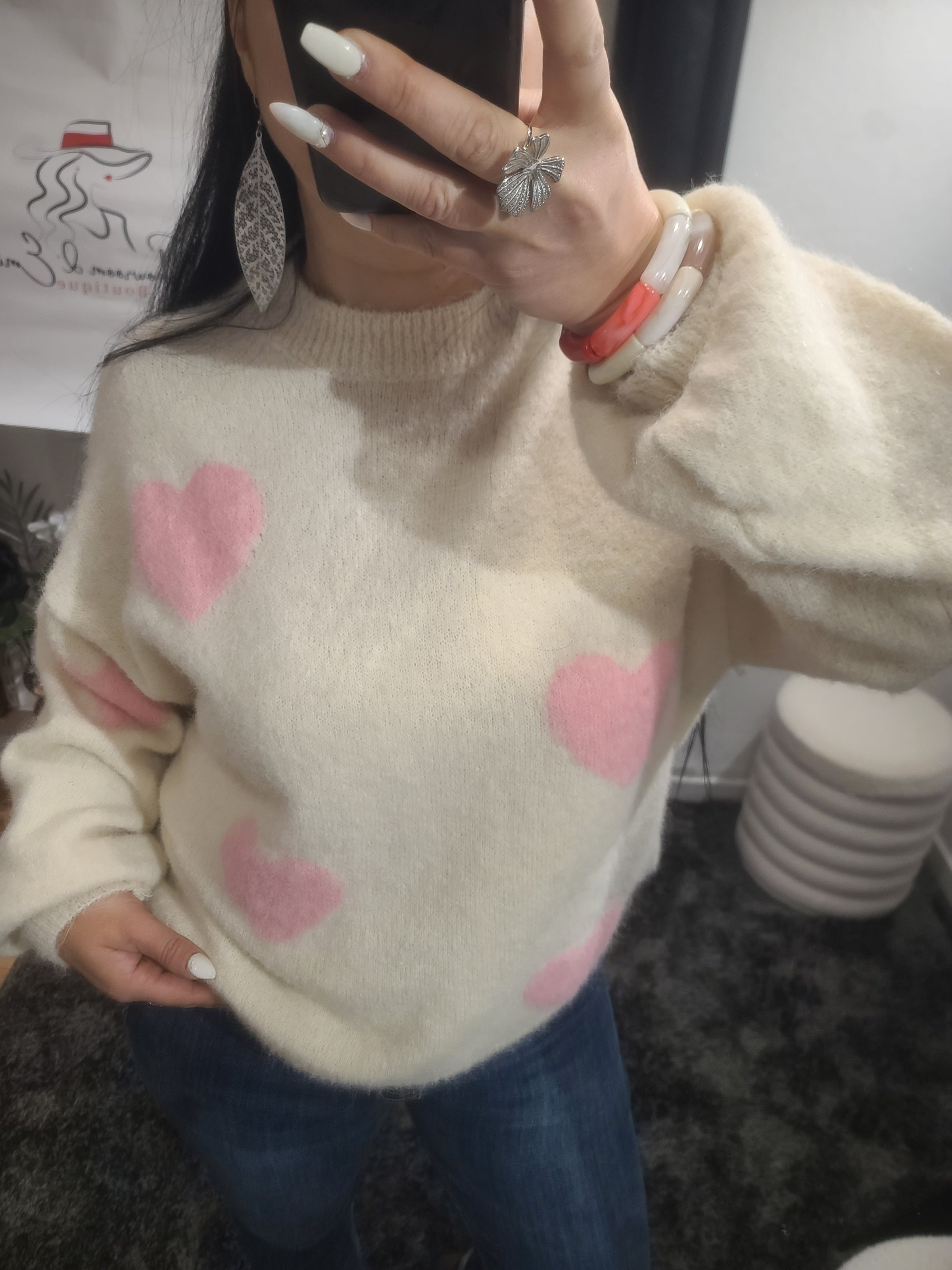 Pull LOVE beige/rose