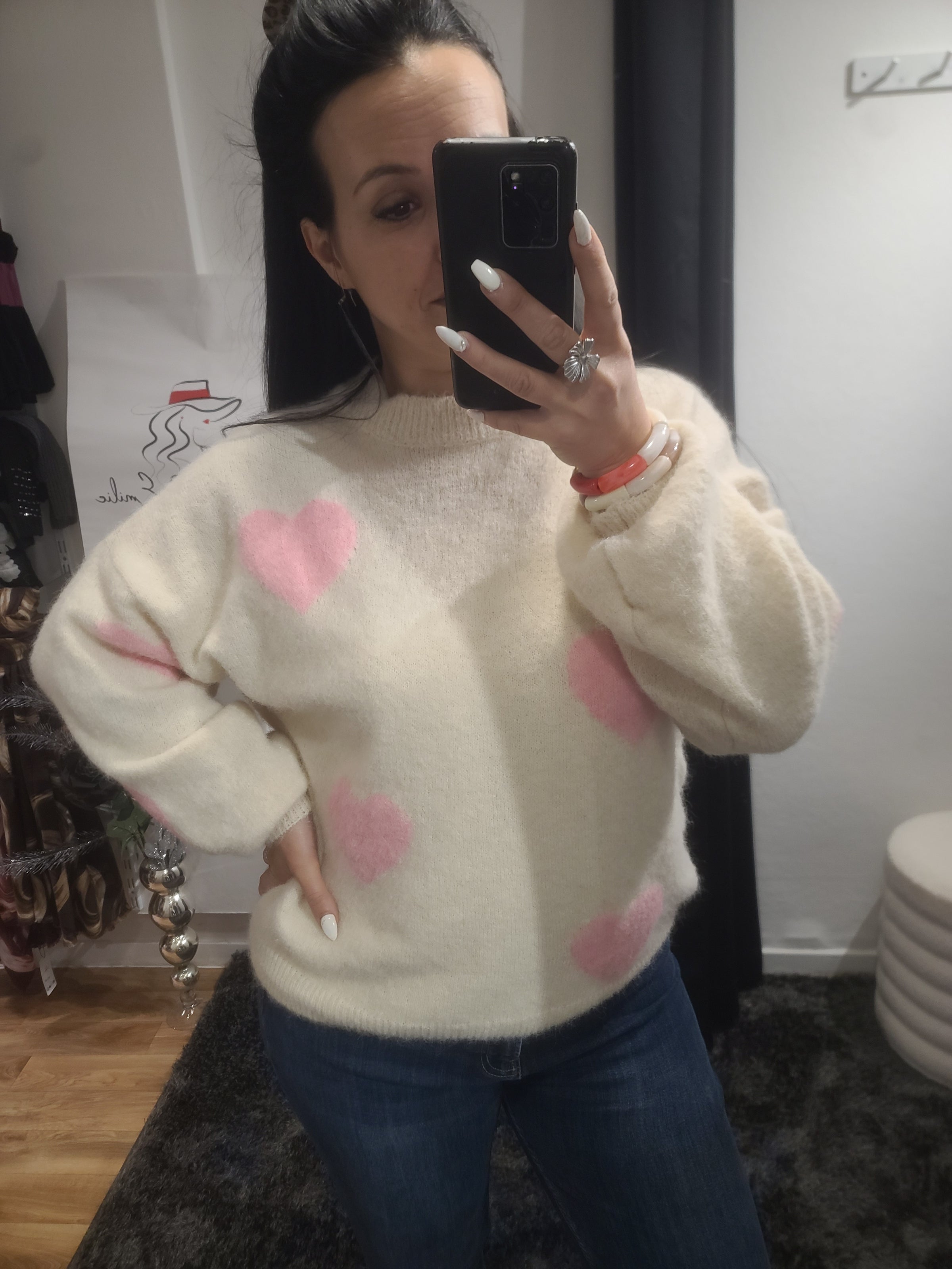 Pull LOVE beige/rose