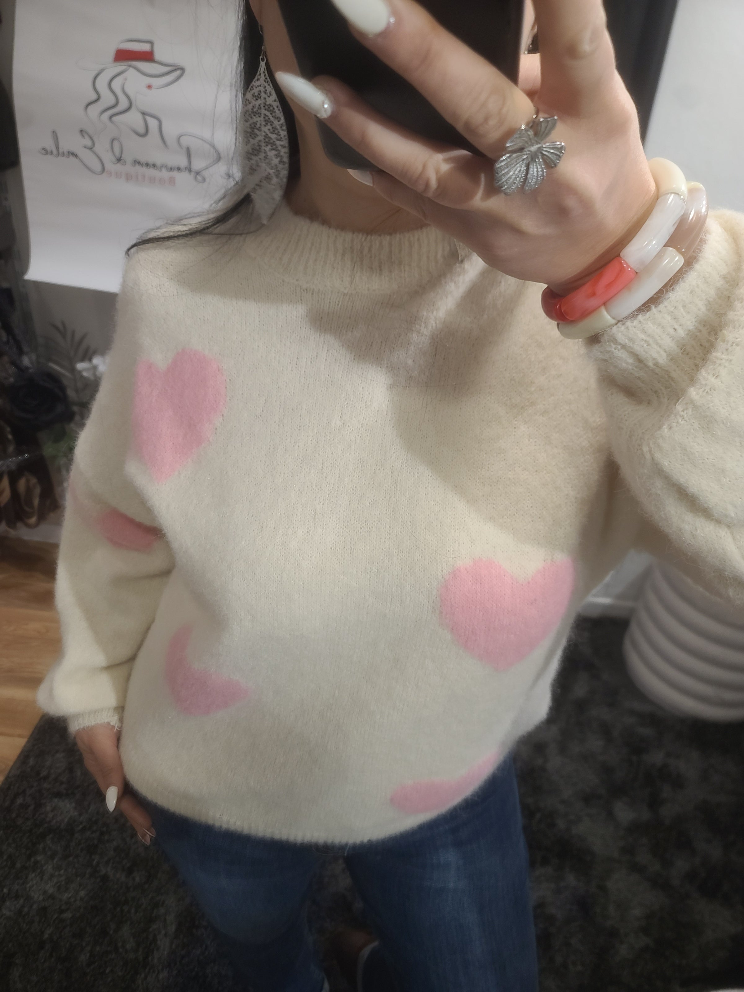 Pull LOVE beige/rose