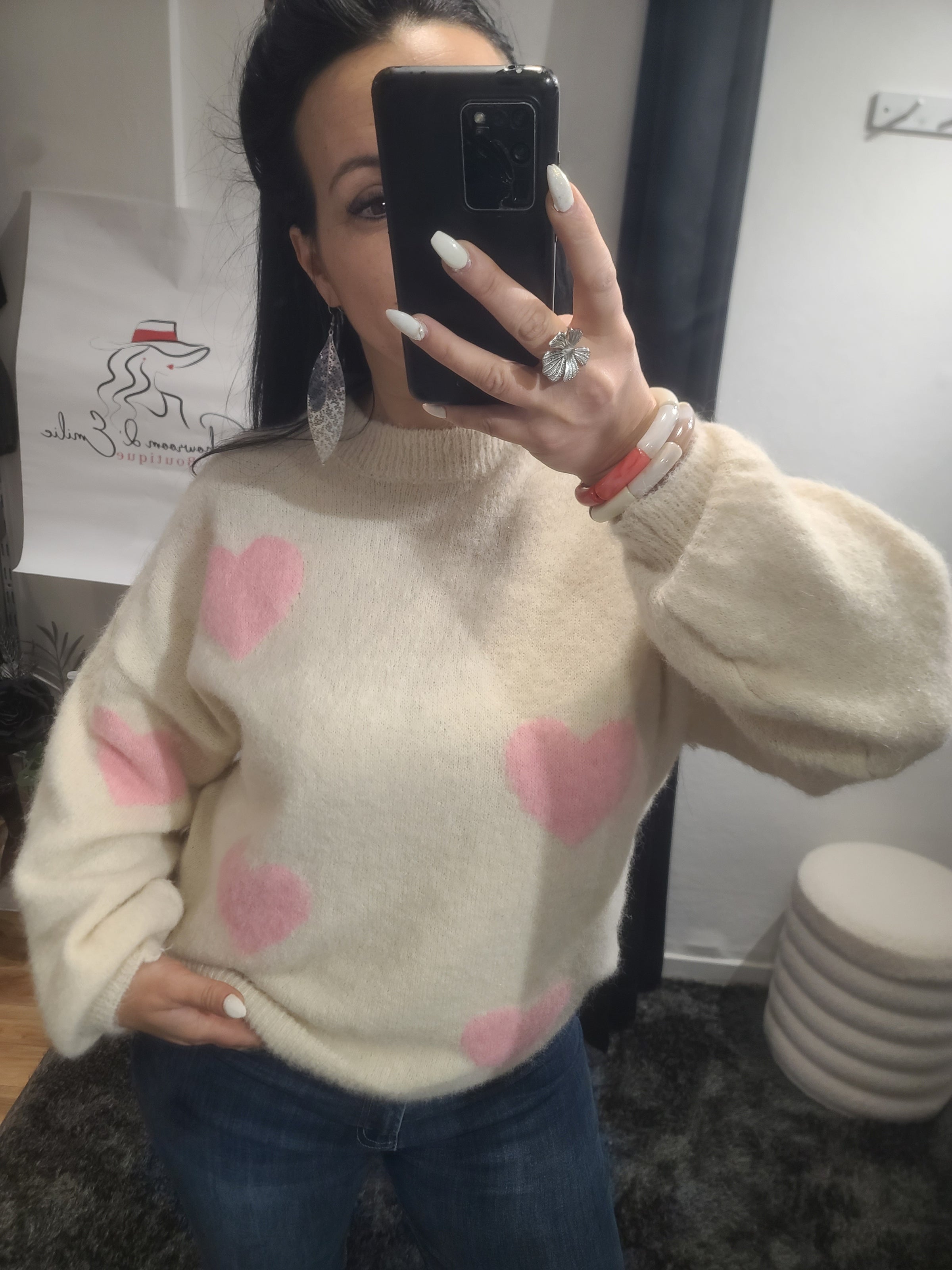 Pull LOVE beige/rose