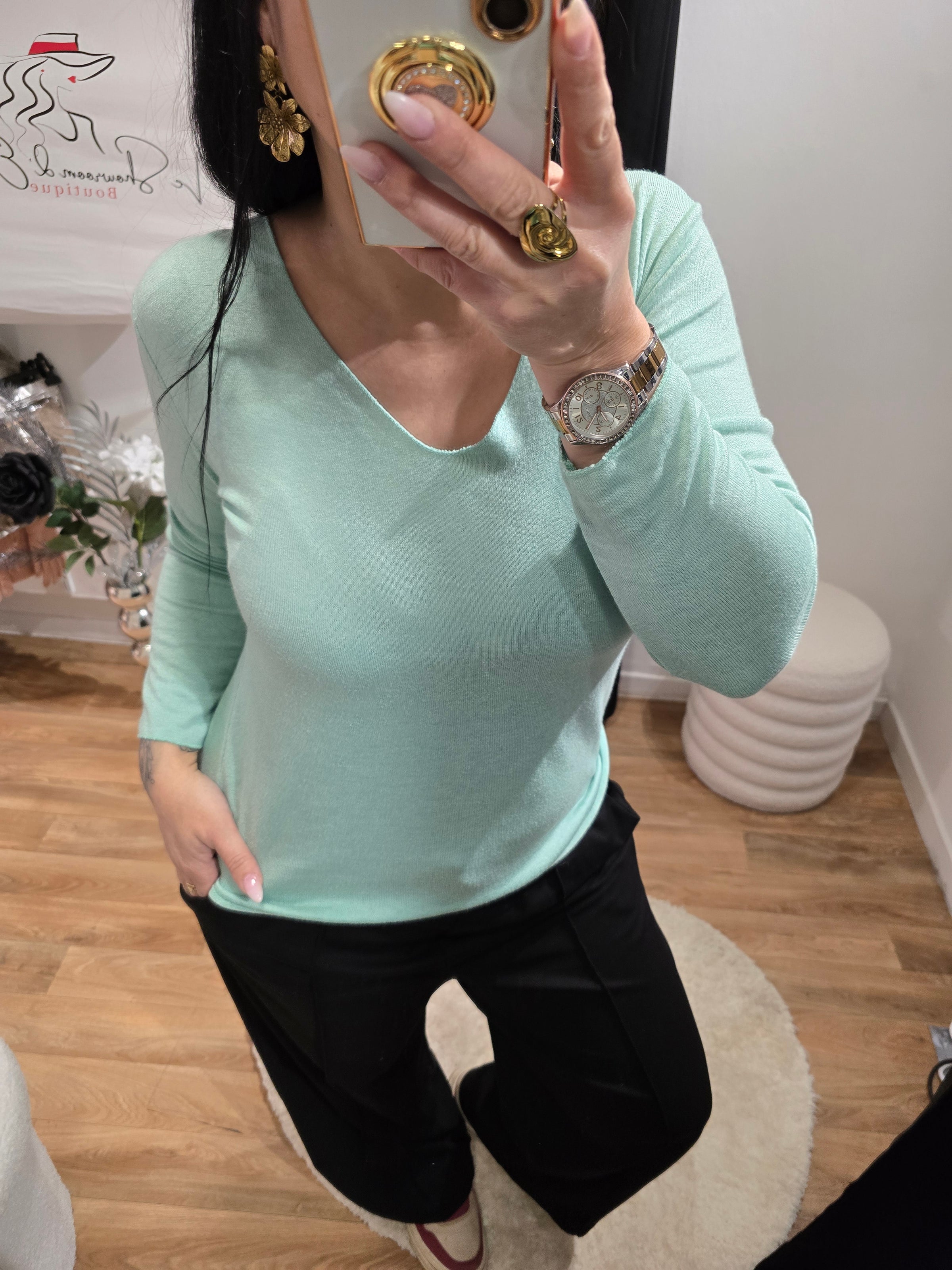 Pull léger PAM vert d’eau