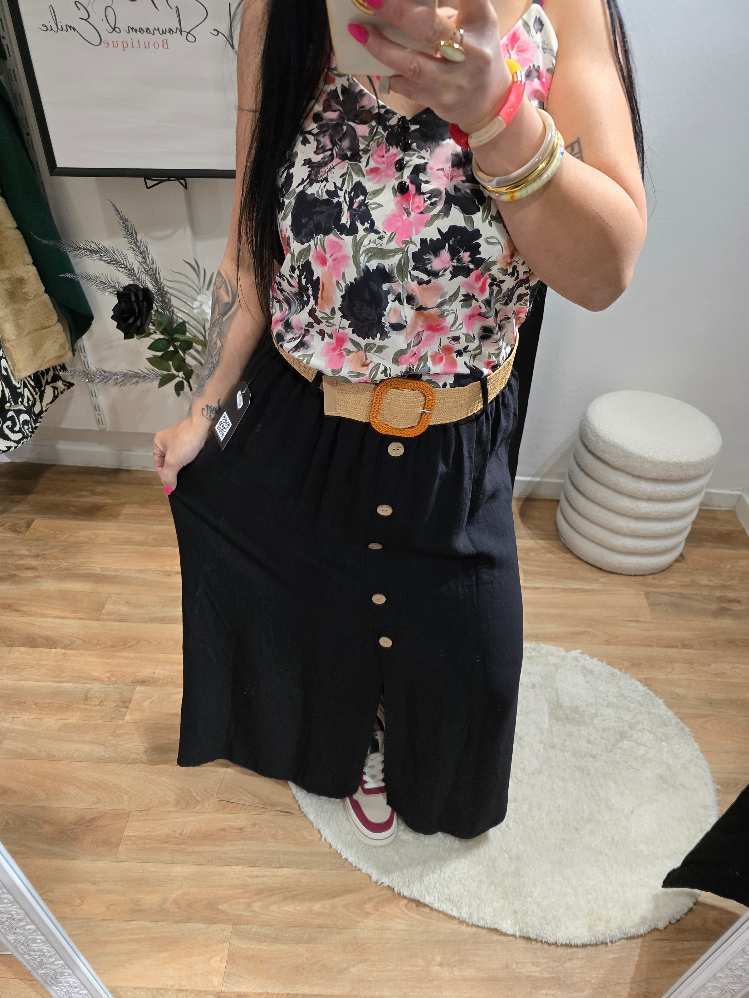 Jupe JADE noir avec ceinture