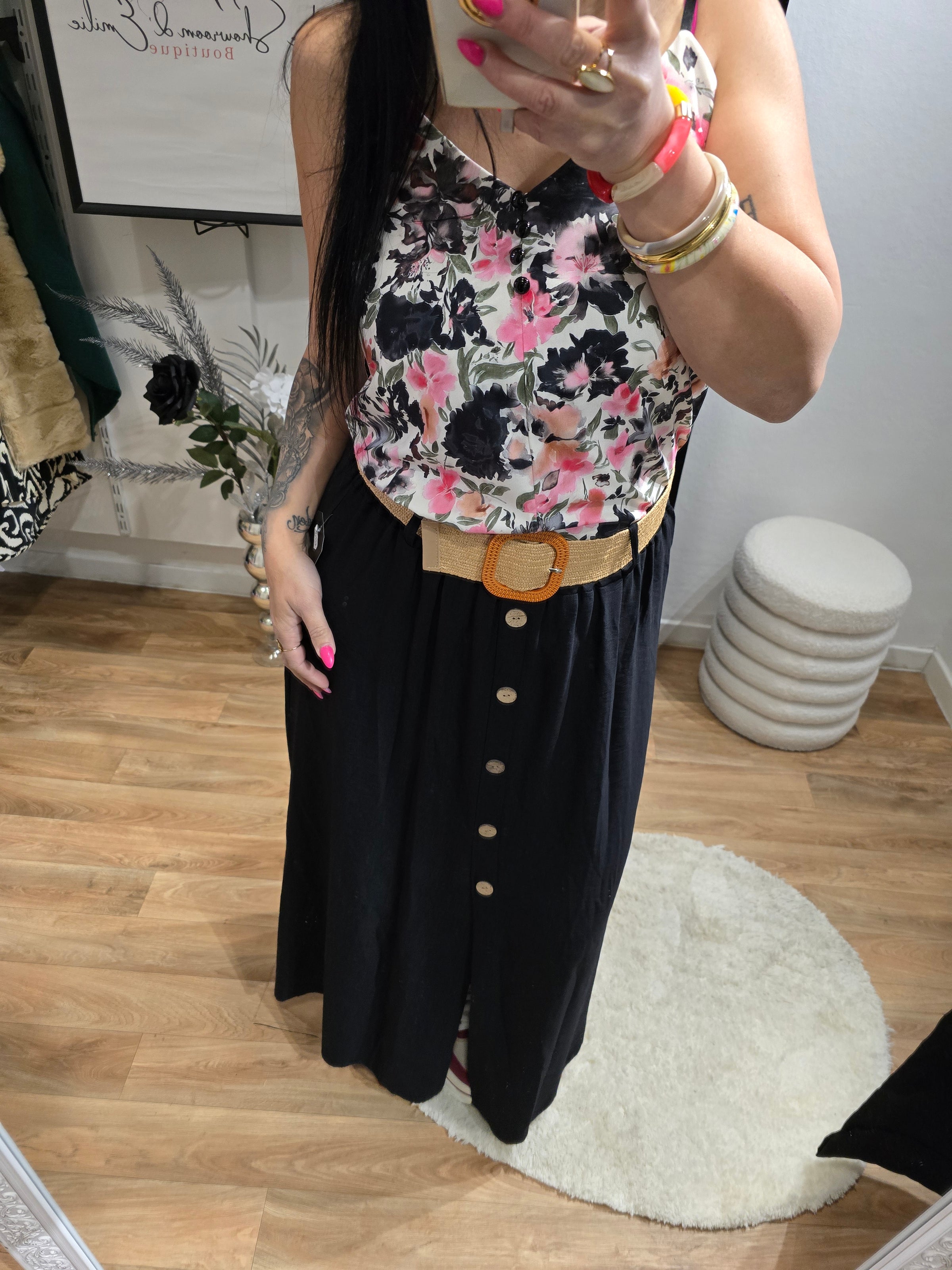 Jupe JADE noir avec ceinture