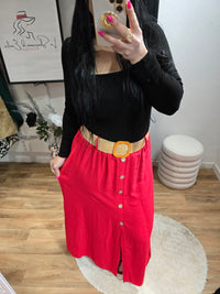 Jupe JADE rouge avec ceinture