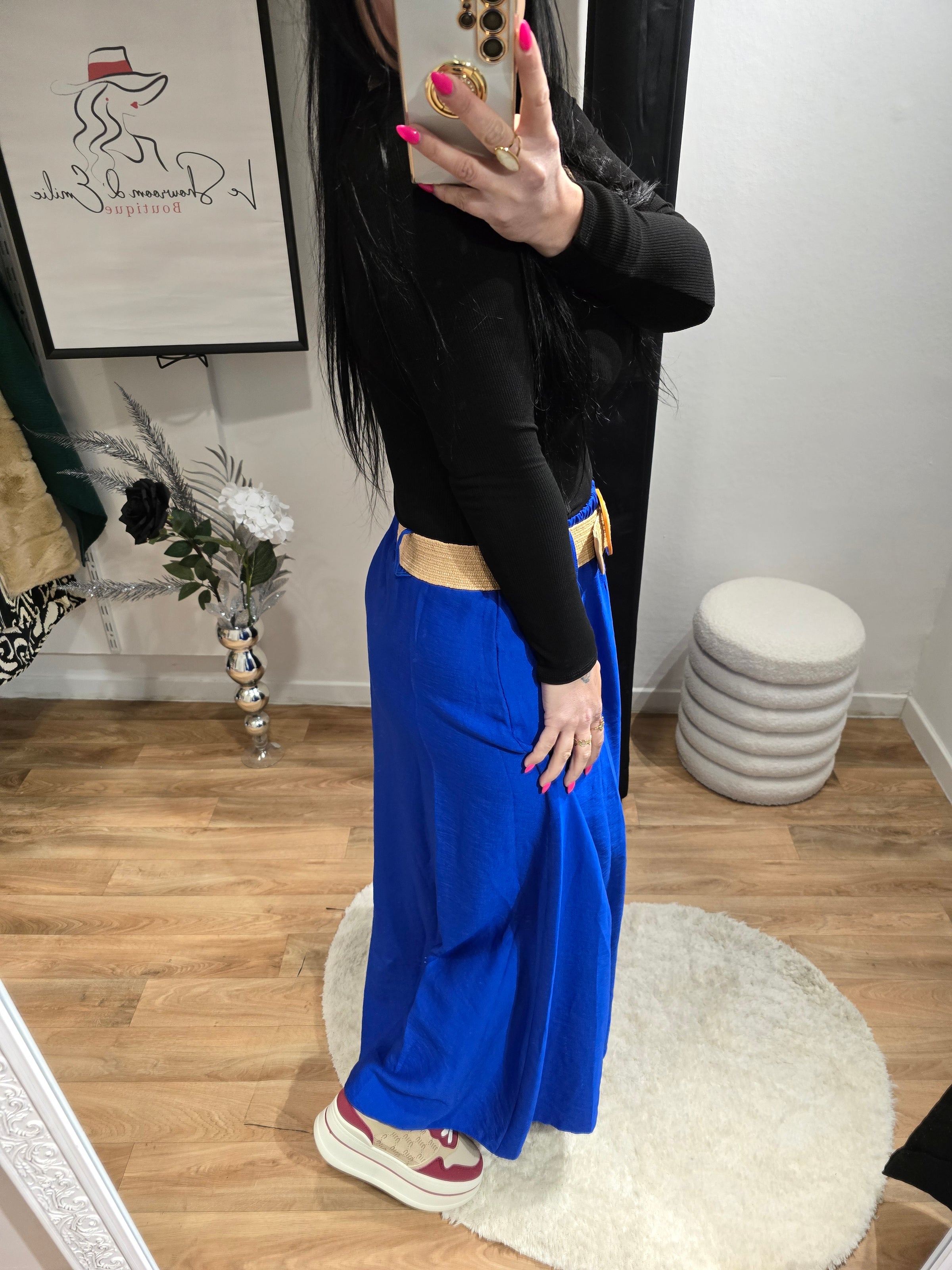 Jupe JADE bleu roi avec ceinture